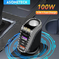 ASOMETECH 100วัตต์ชาร์จไฟในรถ PD 3.0 /Qc 4.0ซูเปอร์ชาร์จโทรศัพท์ชาร์จค่าเร็ว4-Socket สากลสำหรับ12โวลต์/24โวลต์สำหรับ iPhone 14 Pro Max ซัมซุง Xiaomi