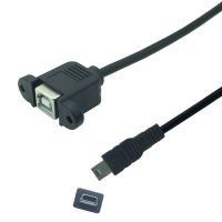 Kabel ekstensi kabel USB Mini ke USB 2.0 tipe B kabel ekstensi kabel Wanita dengan dudukan Panel adaptor konektor kunci lubang sekrup 0.3M 0.5M