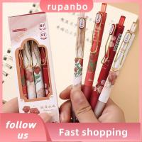 RUPANBO039392692 4ชิ้นค่ะ ปากกาหมึกเจล หมึกสีดำ 0.5มม. ปากกายืดหดได้ลายดอกไม้ สร้างสรรค์และสร้างสรรค์ พลาสติกทำจากพลาสติก เครื่องใช้ในสำนักงาน