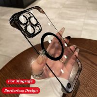 Luxury Transparent Ultra Thin Frameless For Magsafe Case For iPhone 14 13 12 Pro Max Magnetic Wireless Charging Hard Phone Cover Phone Cases