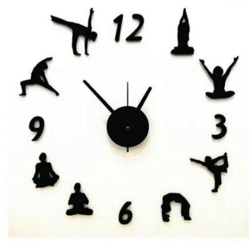 นาฬิกาติดผนัง-ลายโยคะ-สีดำ-yoga-design-wall-clock