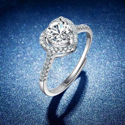 [COD] Runxin heart-shaped diamond ring womens zircon open full of micro-inlaid proposal one or two carat love bag