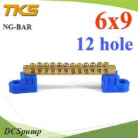 บัสบาร์ บาร์รวมสาย กราวด์ นิวตรอน ขนาด 6x9 มม. พร้อมขายึด 12 ช่อง รุ่น Busbar-6x9-12H