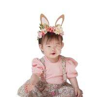 เครื่องประดับสาวน่ารักกระต่ายหูเด็กห่วงผมโบฮีเมียน Headflell เครื่องประดับผมเด็กสาวโบว์ดอกไม้เครื่องประดับผม