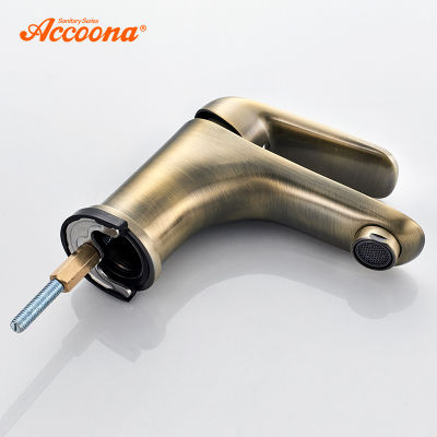 Accoona Solid Brass Bathroom Faucet Chrome Polished Basin Mixer Tap Water Mixer Open Taps Antique Basic Basin Faucets A9016C