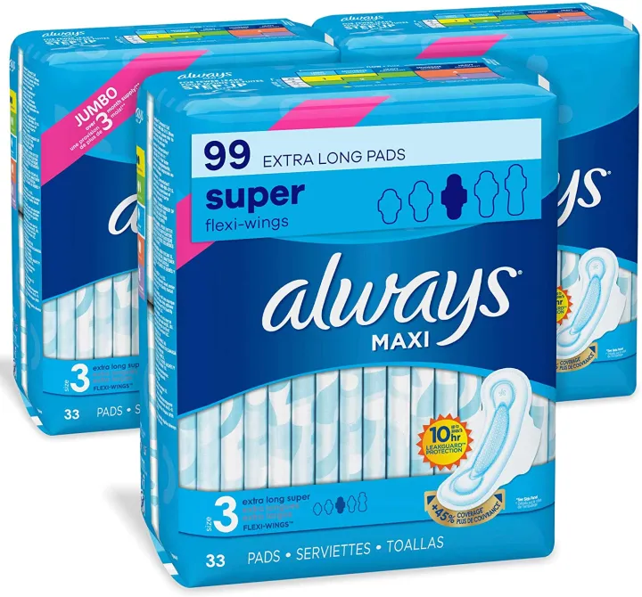 Always Maxi Feminine Pads with Wings, Extra Long Super Absorbency, FSA