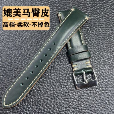 【Hot seller】 leather strap 20 22 24mm high-grade cowhide simple retro quick release pin buckle watch chain is soft and does fade