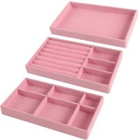 Velvet Jewelry Display Stackable Exquisite Jewellery Holder Portable Ring Earrings Necklace Organizer Box