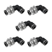 10 Pcs Bulkhead Elbow Black Pneumatic Quick Connect 3/8in X 3/8in Tube OD Push to Connect Tube Fitting