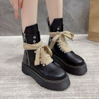 Thick Bottom Boots Womens British Style Spring and Autumn New Boots Thin Small Tall Middle Top Motorcycle Short Boots 2024