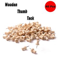 40Pcs Push Pins Straw Hat Wooden Thumbtack Creative Decorative Wood Thumbtack Drawing Wood Head Pins With Box Straight Pin Clips Pins Tacks