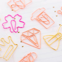 free shipping 100pcs Cute cartoon bookmark paperclip rose gold paper clip Student Metal Shape Bookmark Clips Stationery