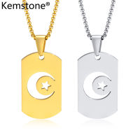 Kemstone สร้อยคอจี้สีทองรูปดาวพระจันทร์เป็นของขวัญทำจากสแตนเลสสำหรับเป็นเครื่องประดับสำหรับผู้ชาย