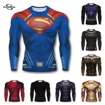 Superman Blue/Electric Premium Dri-Fit Long Sleeve Rashguard, XL