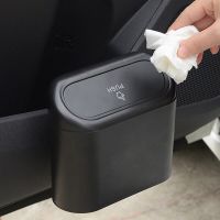 Universal Organizer Car Clamshell Trash Bin Hanging Vehicle Garbage Dust Case Storage Box Black ABS Square Pressing Trash Can