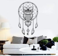 High quality vinyl dream catcher wall decal owl stickers dream bedroom art stickers beautiful wall decoration stickers bm09