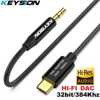 KEYSION HIFI DAC Earphone Amplifier USB Type C to AUX 3.5mm speaker audio adapter 32bit 384kHz Digital Decoder Car AUX Converter