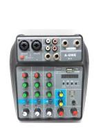 QA SHOP  A-ONE มิกเซอร์ MINI 4-channel มีBluetooth MP3 USB SD รุ่น MIXER W-4