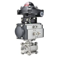 1" Three Piece High Platform Pneumatic Ball Valve Stainless Steel 304 Double Acting Cylinder With Signal Feedback  Switch