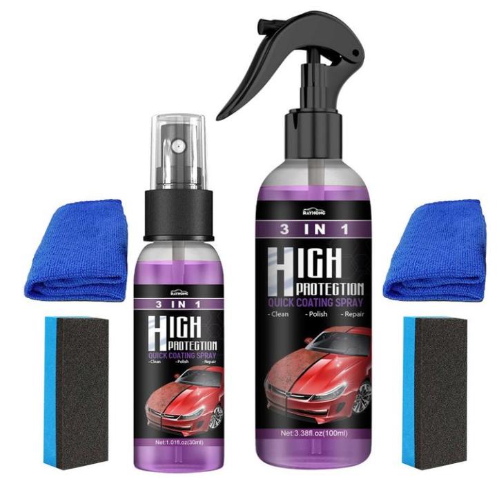  High Protection 3 in 1 Spray, 3 in 1 High Protection Quick Car Coating  Spray, 3 in 1 Ceramic Car Coating Spray, Nano Car Scratch Repair Spray, Quick  Coat Car Wax Polish Spray (2Pcs) : Automotive