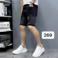 Japanese retro leather denim shorts for mens summer thin and trendy brand ruffian and handsome trend loose fitting wide leg capris