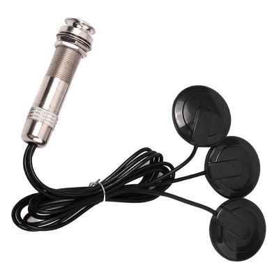 Guitar Pickup Piezo Contact Microphone Pickup 3 Transducer Pickup System for Acoustic 6.35mm Jack (Black)