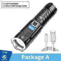 Super Bright 4 Core P90 LED Flashlight With Display Waterproof outdoor lighting equipment 4 lighting modes support zoom