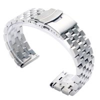 22mm 20mm SilverBlack Stainless Steel Solid Link Watch Band Strap Folding Clasp with Safety Men Replacement Correa De Reloj