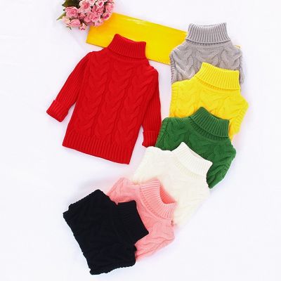 Boys Girls Turtleneck Sweater Coat Pure Color Baby Kids Sweaters Soft Knitted Pullover Kids Thicken Sweater Fall Winter Clothing
