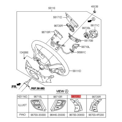 Steering Wheel Button Steering Wheel Speed Cruise Control Switch for Hyundai Sonata 2011-2015