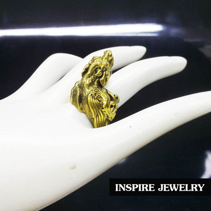 inspire-jewelry-แหวนปี่เซี้ยะ-หล่อจากทองเหลืองนอกทั้งวง-สรีระสวยงามมาก-แหวนมงคลดูดทรัพย์