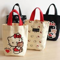 22cm Sanrio Commuters handbags Hello Kitty Y2k canvas bags water cup bags cute Hello Kitty tote bucket shaped portable Bento bag