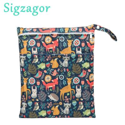 Sigzagor กระเป๋าใส่ผ้าอ้อมสำหรับเด็ก1กระเป๋าแห้งเปียกพร้อมซิปกันน้ำมี1000 36ซม. X 29ซม.