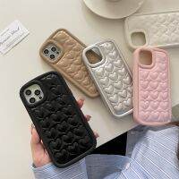 Ins สีลูกอมน่ารักเกาหลีแบบเต็มหน้าจอ3D รักเคสโทรศัพท์รูปหัวใจสำหรับ iPhone 14 13 12 11 Pro Max น่ารักนุ่มปลอกปกหลัง