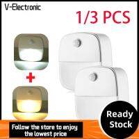 V-ELECTRONIC 1/3Pcs มินิมินิ ไฟเซ็นเซอร์การเคลื่อนไหว อัจฉริยะอัจฉริยะอัจฉริยะ ไร้สายแบบไร้สาย ไฟอัจฉริยะไฟ การประหยัดพลังงาน ใช้พลังงานแบตเตอรี่ AAA ไฟกลางคืน LED ผนังห้องนอน