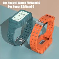 Sport Watchband For Huawei Watch Fit Huwei Band 6 7 Integrated Soft Rubber Silicone Wrist Strap Full Cover Case for Honor Band 6