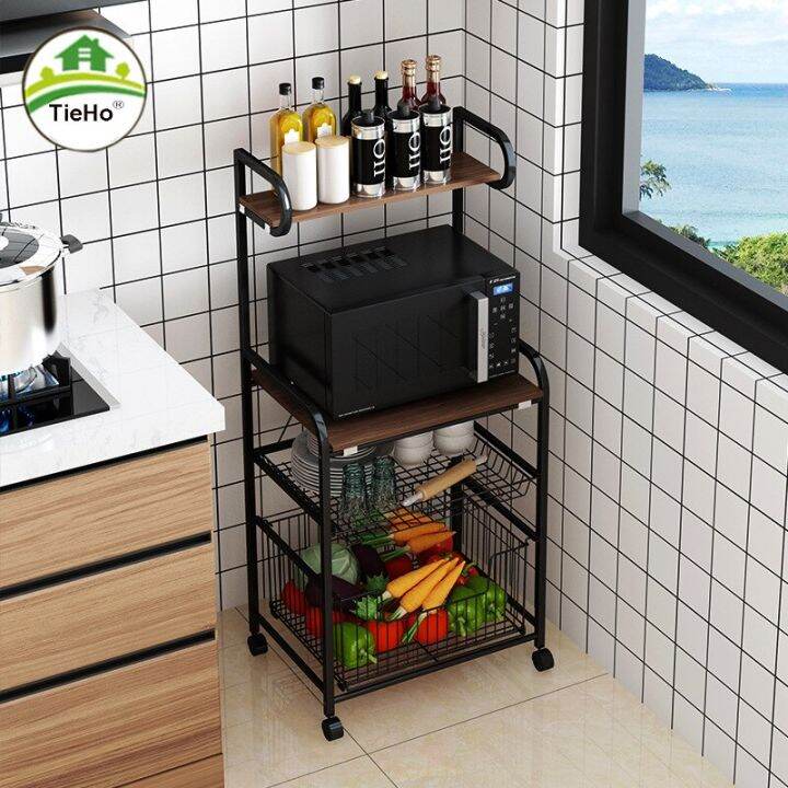 Kitchen Baker's Rack Utility Storage Shelf Microwave Stand Cart On Wheels Kitchen Organizer Rack