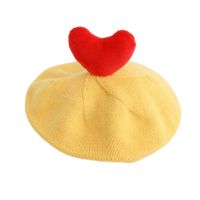 ✪ หมวกเบเร่ต์เด็กผู้หญิง2-6ตัน,หมวกผู้หญิงหมวกทรงถั่วหลากสีใส่สบายหมวกแก๊ปลายหัวใจน่ารัก