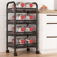 Rack Holder Trolley Shelving Floor-To-Ceiling Kitchen Bathroom Mobile Snack Toilet Multi-Storey Bedroom Bedside Storage Shelf