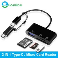 Type C Micro USB OTG Card Reader USB Cable 3 in 1 SD/TF Card Reader USB Connector Data Transfer Flash Drive Disk OTG Adapter