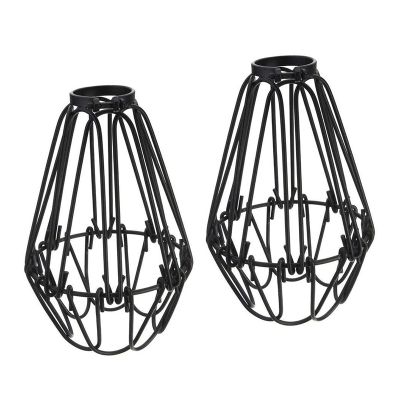 Adjustable Wire Cage Lampshade, 2 Pack Metal Bird Cage Bulb Guard Island Pendant Lighting Fixture Drop Lamp Holder