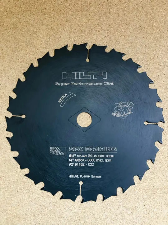 HILTI 61/2" 24T CARBIDE 5/8" ARBOR SPX FRAMING CIRCULAR SAW BLADE
