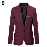 Huahankuang®ผู้ชาย  S Slim สูทธุรกิจทางการ Coat One ปุ่ม Lapel แขนยาวมีกระเป๋า Top