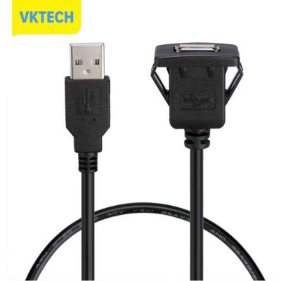 [Vktech] USB2.0 1ม./3.3ft ชายกับ USB2.0สายเคเบิลต่อขยาย Flush Mount สำหรับรถยนต์หญิง