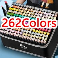 12-262PCS Colores Markers Pen Set Painting Brush Drawing Manga Highlighter School Art Supplies For Artist Korean Stationery