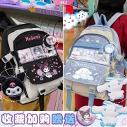 SANRIO Ba Lô Đi Học In Hình Kuromi Hello Kitty Phong Cách Hàn Quốc Cho Bé