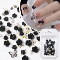 【hot】✾  1Bag Mixed Size Resin Flowers With Gold Beads Charms Decoration Manicure Accessories