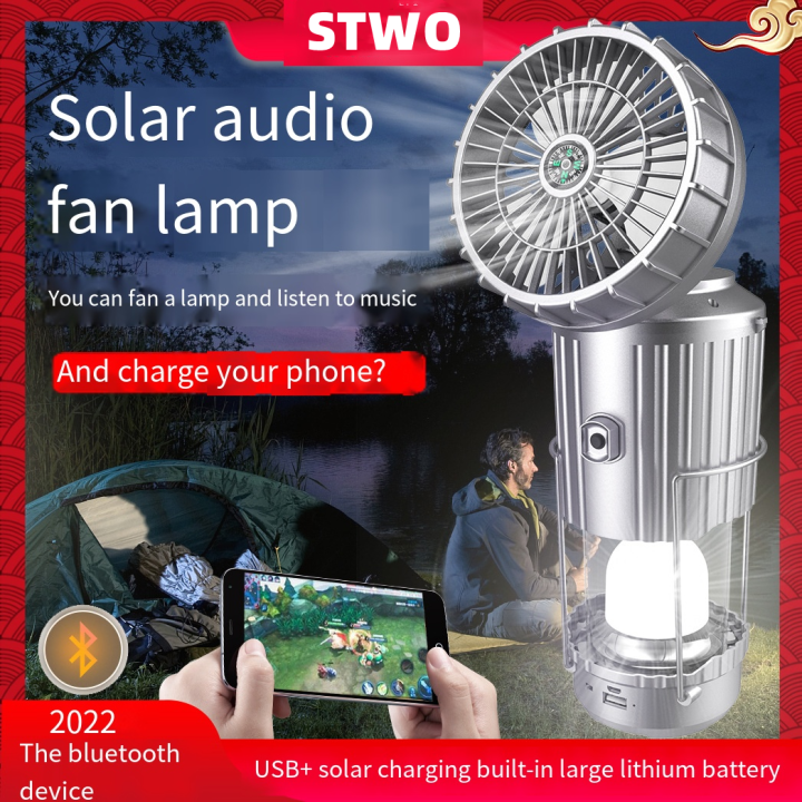 New Arrivals in Solar Lantern Fan Wireless Bluetooth Speaker Portable  Outdoor LED Camping Lantern With Fan Solar Charge Rechargeable Light Hanging  Tent Lamp Flashlight Lazada PH