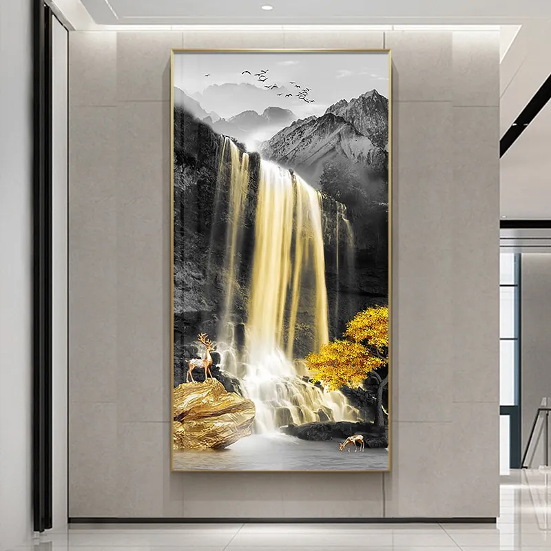 Modern Residential Decoration Waterfall Landscape Printing Canvas Painting  Large Size Landscape Poster Picture Living Room Gift A1 Lazada