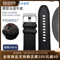 Leather Silicone Bottom Watch Strap Large Suitable for Diesel DZ7311 7396 7331 7332 7395 28mm